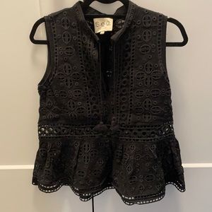 Sea black cotton sleeveless top